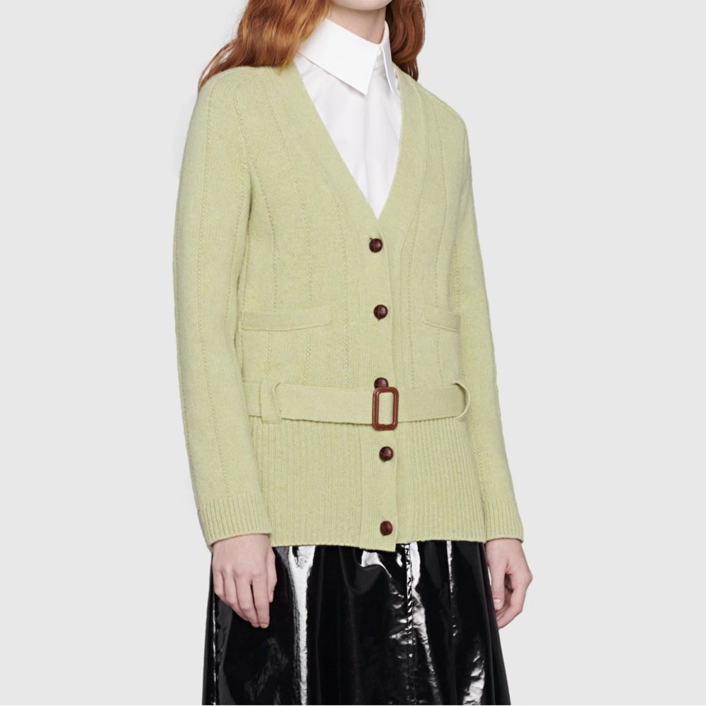 Gucci Green Sage Wool Knit Cardigan XS